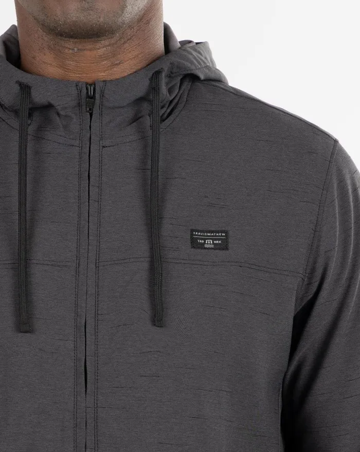 Men Jackets TravisMathew ELEMENT OF SURPRISE FULL ZIP HOODIE Heather Black