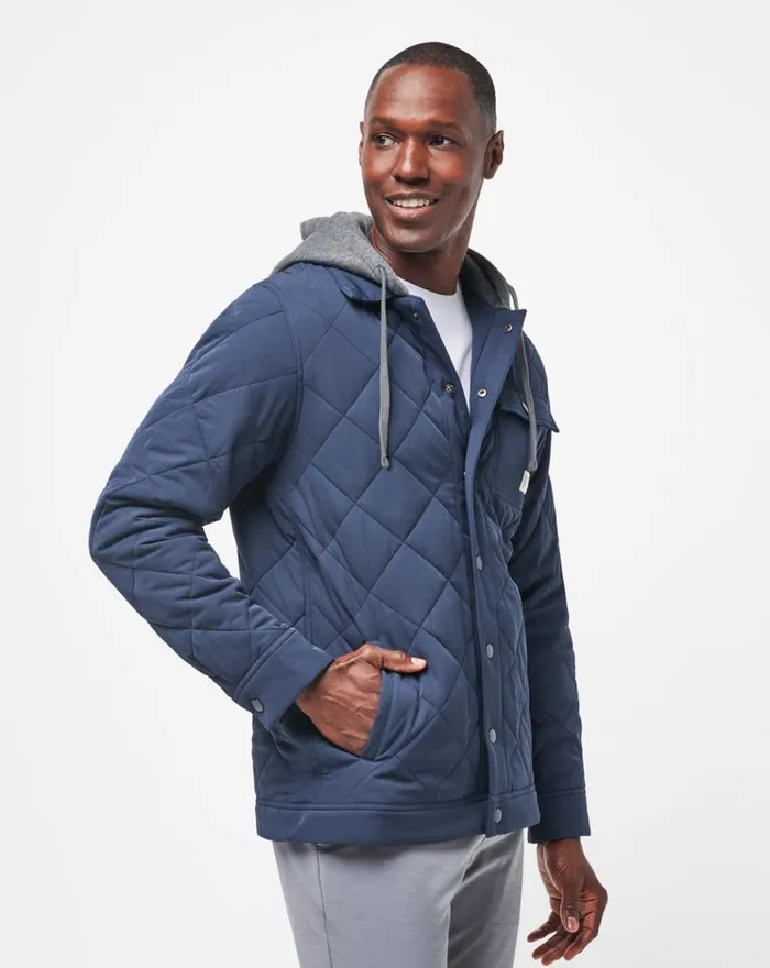 Men Jackets TravisMathew GREY WAVE FULL ZIP HOODIE Total Eclipse