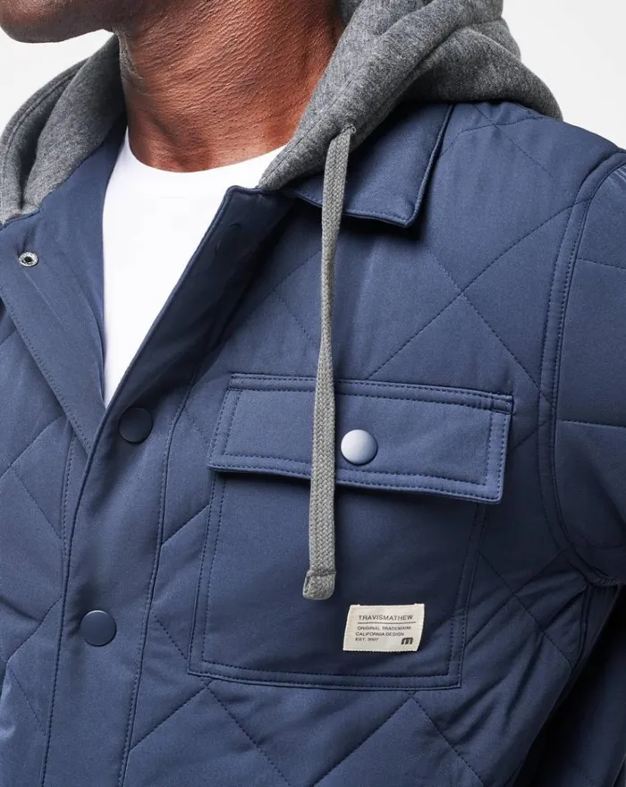 Men Jackets TravisMathew GREY WAVE FULL ZIP HOODIE Total Eclipse