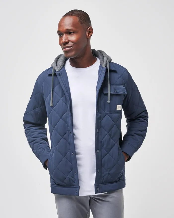 Men Jackets TravisMathew GREY WAVE FULL ZIP HOODIE Total Eclipse