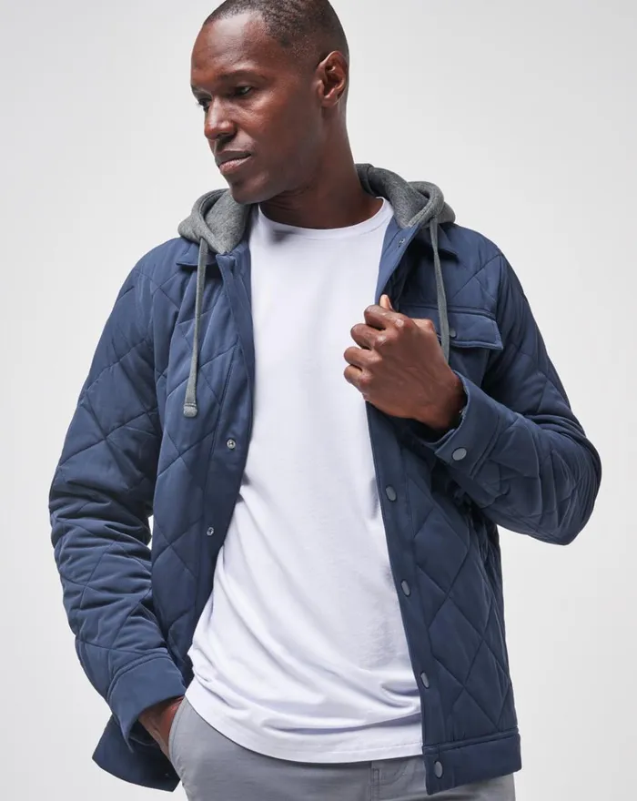 Men Jackets TravisMathew GREY WAVE FULL ZIP HOODIE Total Eclipse