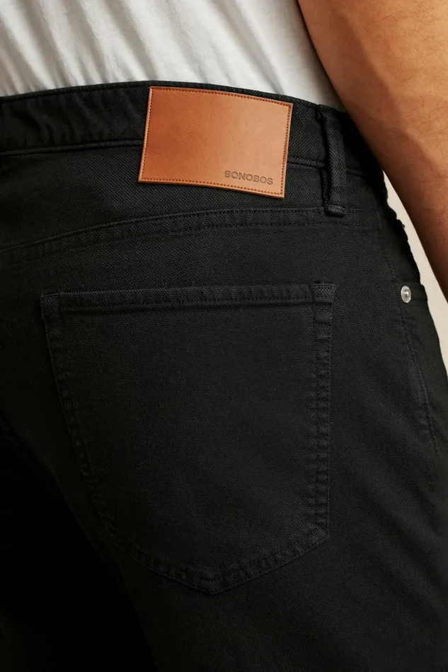 Men Jeans Bonobos Italian Textured Five Pocket Jet Black