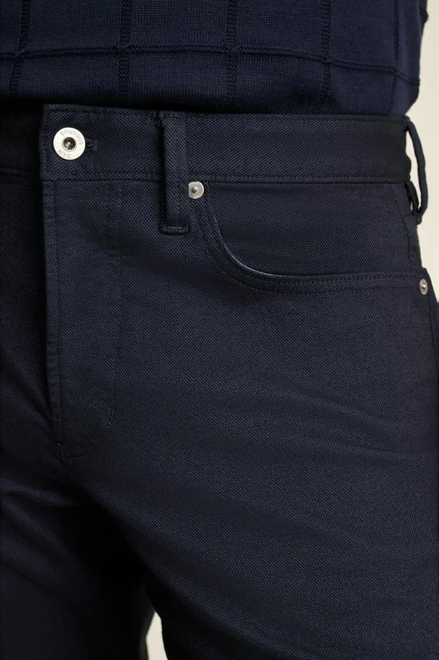 Men Jeans Bonobos Italian Textured Five Pocket Maritime Blue