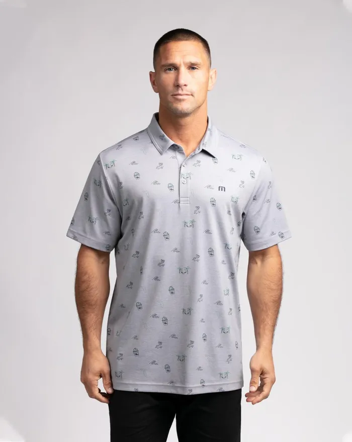 Men Polos TravisMathew AIRBOAT POLO Heather Quiet Shade