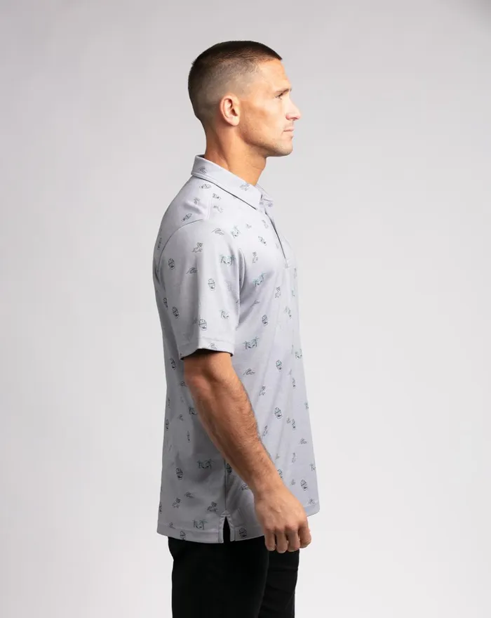 Men Polos TravisMathew AIRBOAT POLO Heather Quiet Shade