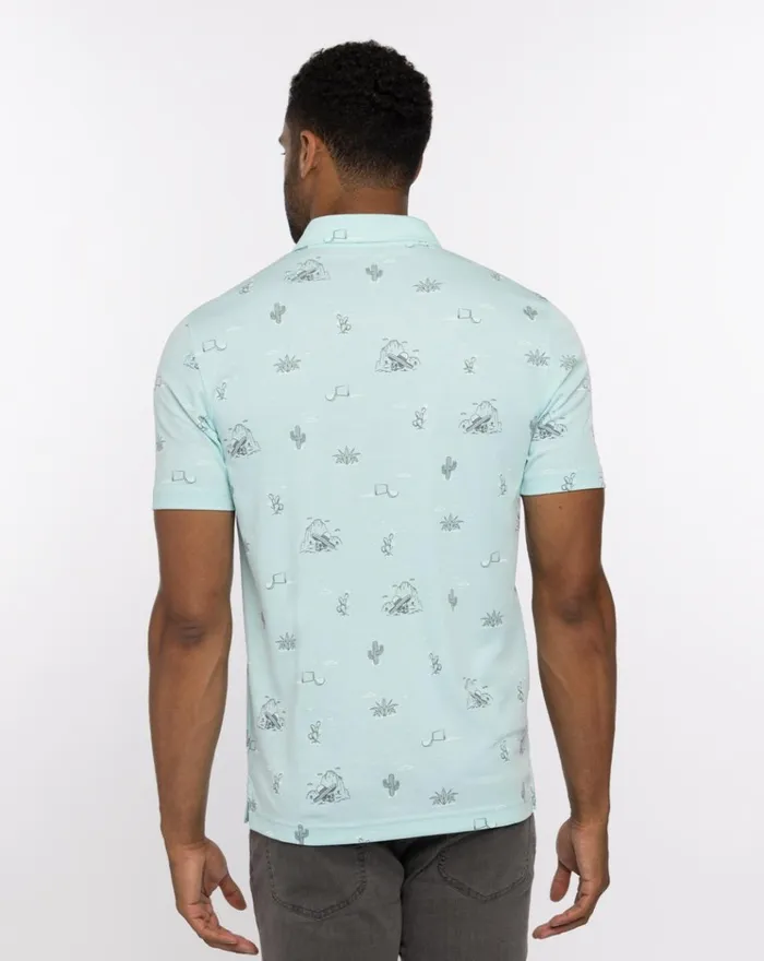 Men Polos TravisMathew ALL THE TACOS POLO Heather Turquoise