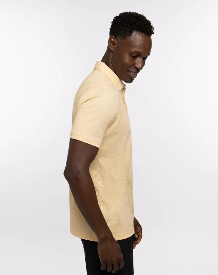 Men Polos TravisMathew BAMBOO CALM POLO Heather Golden Cream