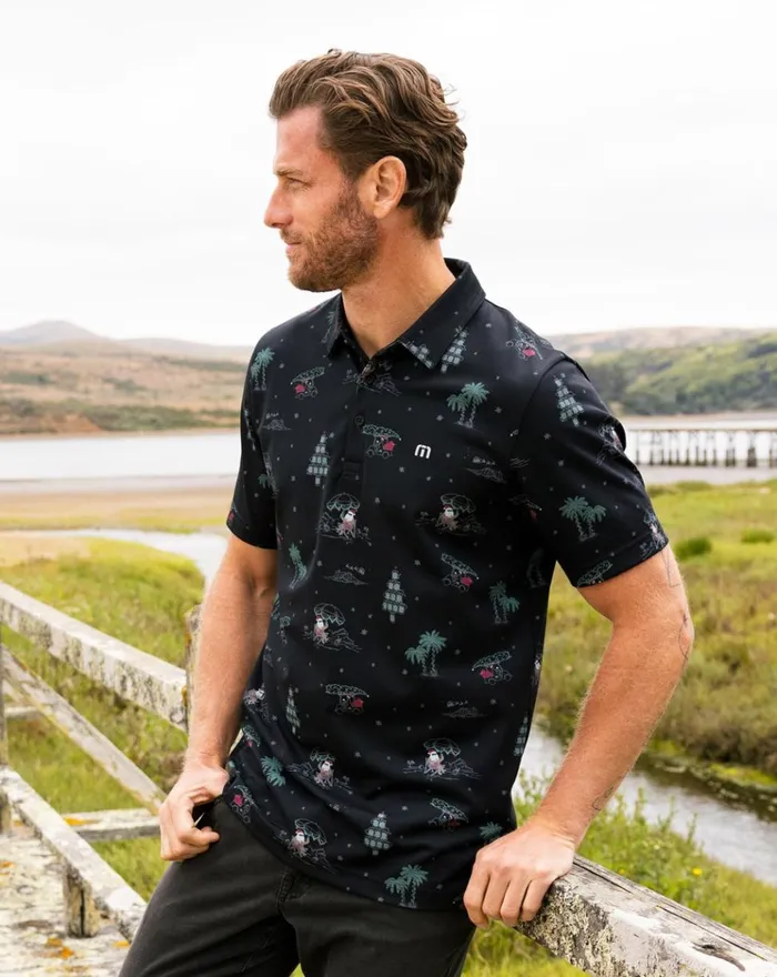 Men Polos TravisMathew CALIFORNIA CHRISTMAS POLO Black