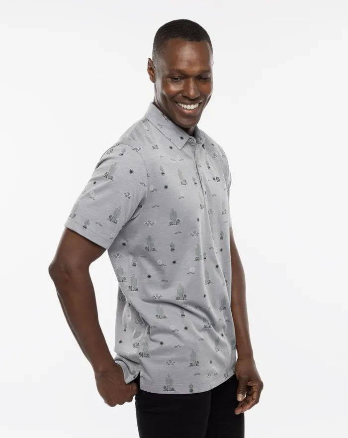 Men Polos TravisMathew CANDY SHORES POLO Heather Medium Grey