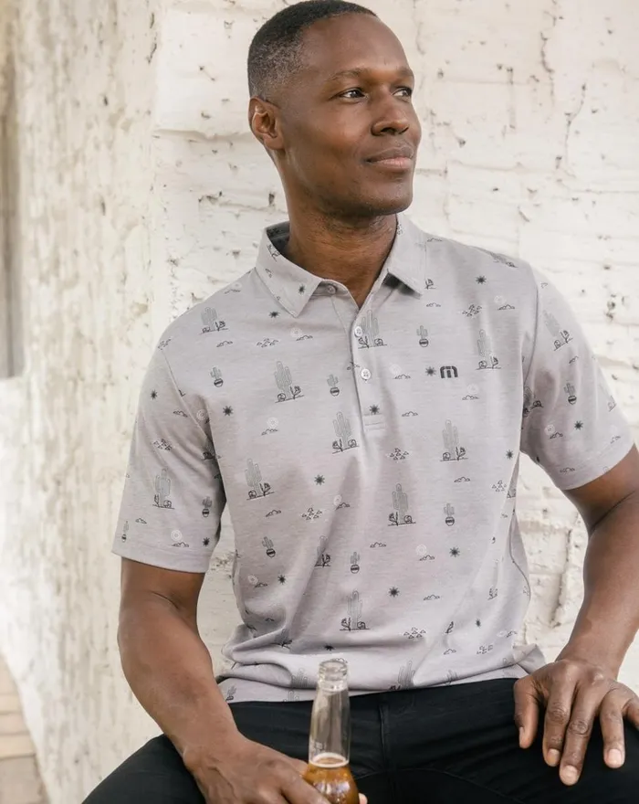 Men Polos TravisMathew CANDY SHORES POLO Heather Medium Grey