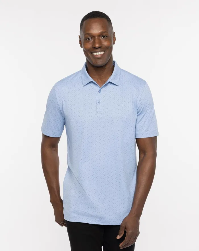 Men Polos TravisMathew CARNAVAL POLO Heather Bel Air Blue