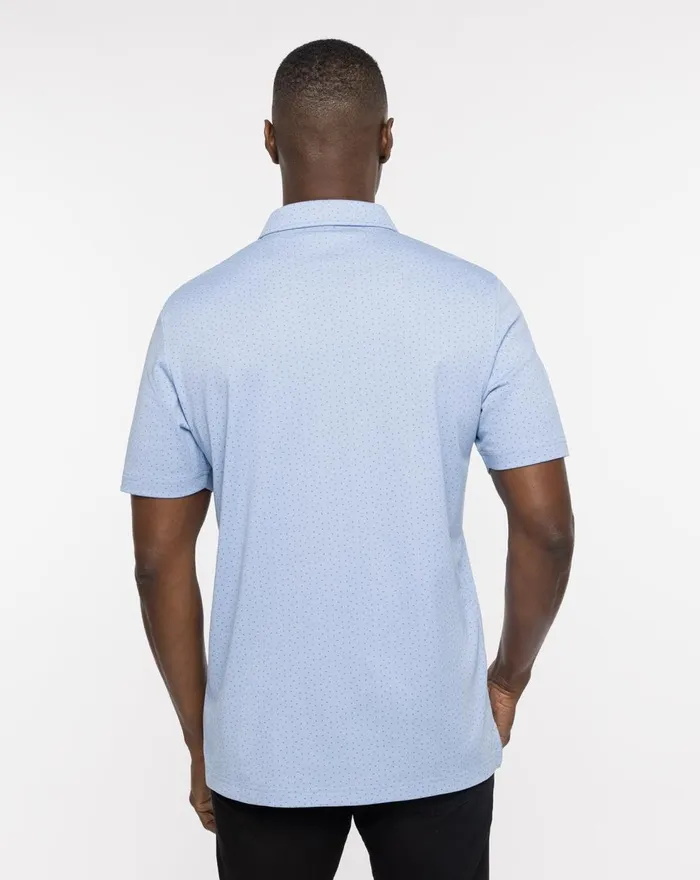Men Polos TravisMathew CARNAVAL POLO Heather Bel Air Blue