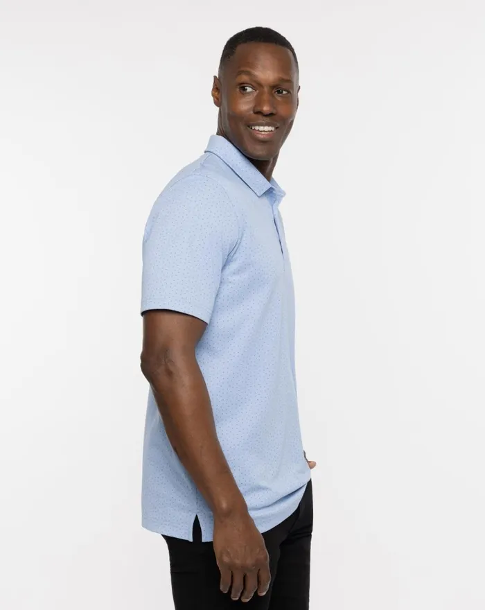 Men Polos TravisMathew CARNAVAL POLO Heather Bel Air Blue