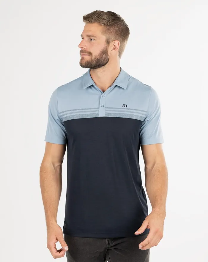 Men Polos TravisMathew CHOCK A BLOCK POLO Faded Denim