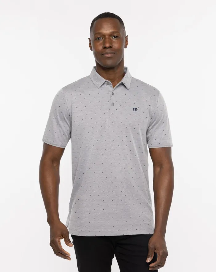 Men Polos TravisMathew CLIFF JUMPING POLO Heather Medium Grey