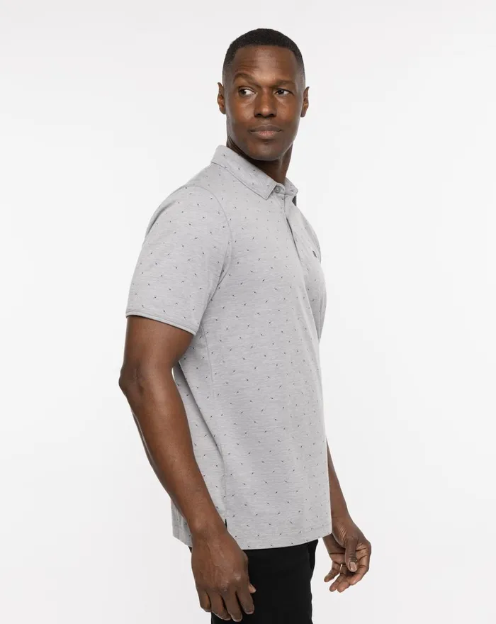 Men Polos TravisMathew CLIFF JUMPING POLO Heather Medium Grey