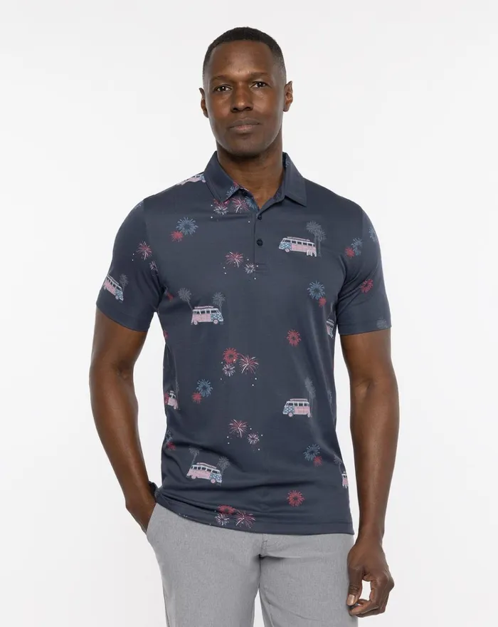 Men Polos TravisMathew FIREWORK DISPLAY POLO Blue Nights
