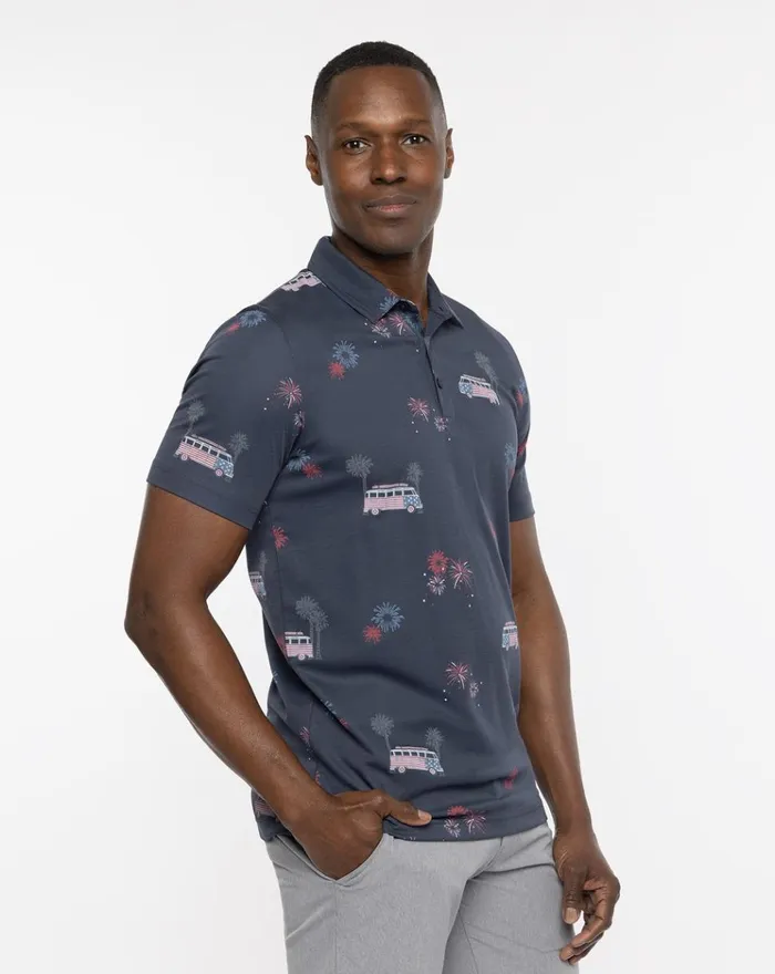 Men Polos TravisMathew FIREWORK DISPLAY POLO Blue Nights