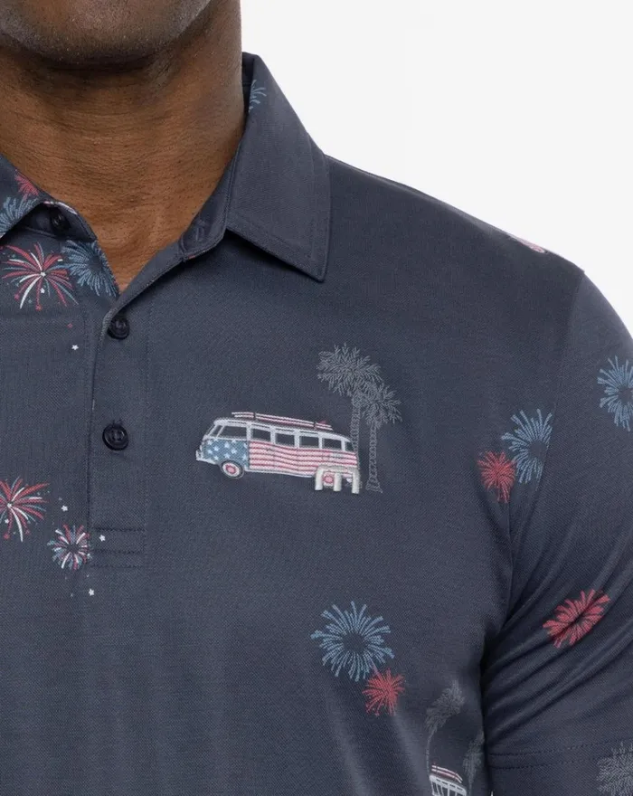 Men Polos TravisMathew FIREWORK DISPLAY POLO Blue Nights