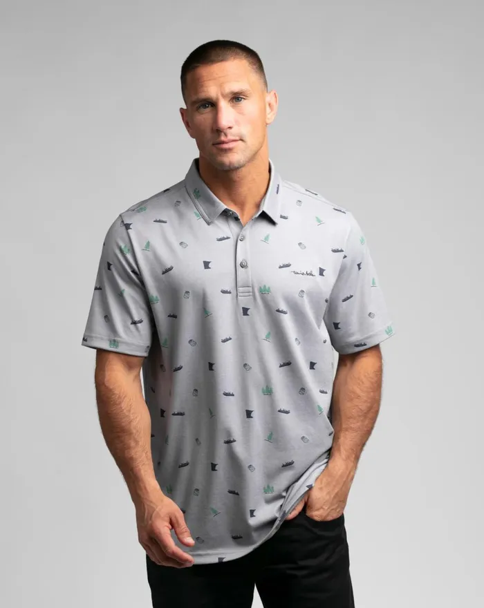 Men Polos TravisMathew FOSHAY POLO Heather Quiet Shade