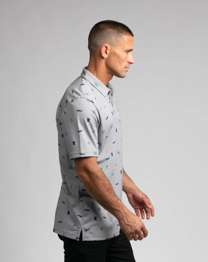 Men Polos TravisMathew FOSHAY POLO Heather Quiet Shade