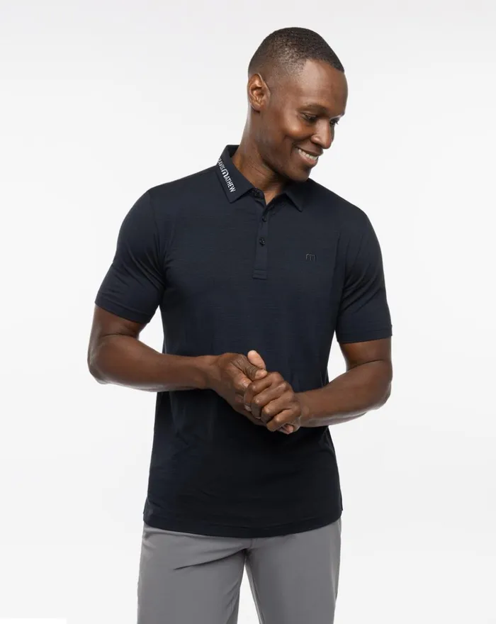 Men Polos TravisMathew HEATER TOUR LOGO POLO Black