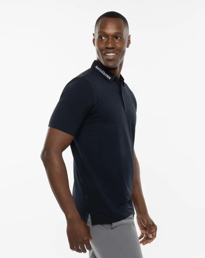Men Polos TravisMathew HEATER TOUR LOGO POLO Black