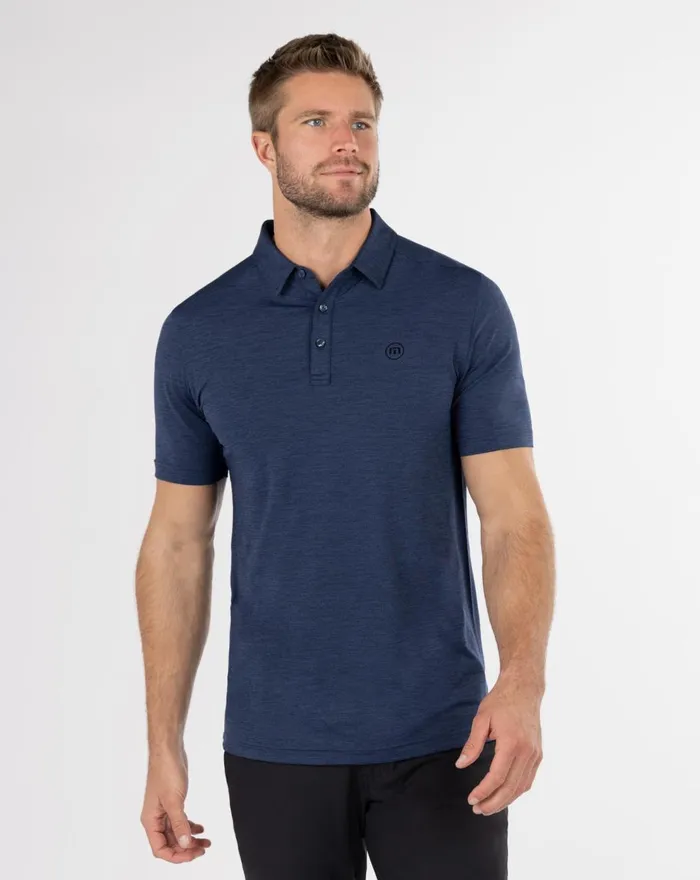 Men Polos TravisMathew HEATING UP GOLF POLO Heather Navy