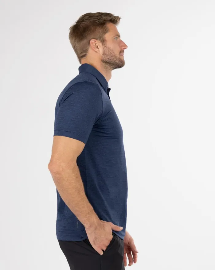 Men Polos TravisMathew HEATING UP GOLF POLO Heather Navy