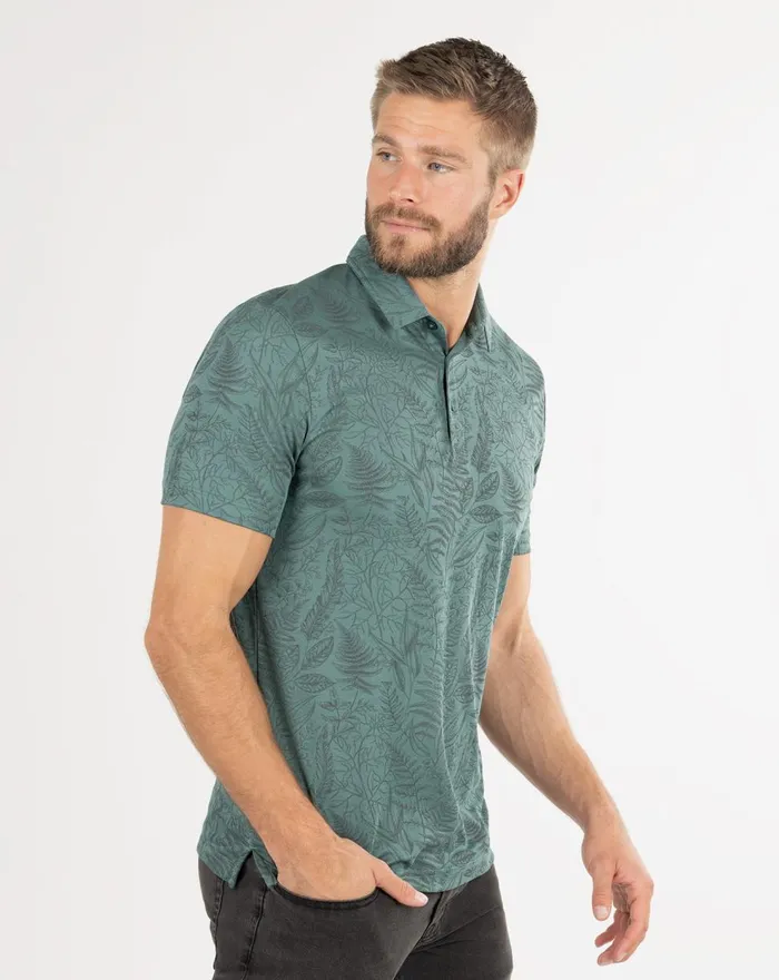 Men Polos TravisMathew HIDDEN FALLS POLO Silver Pine