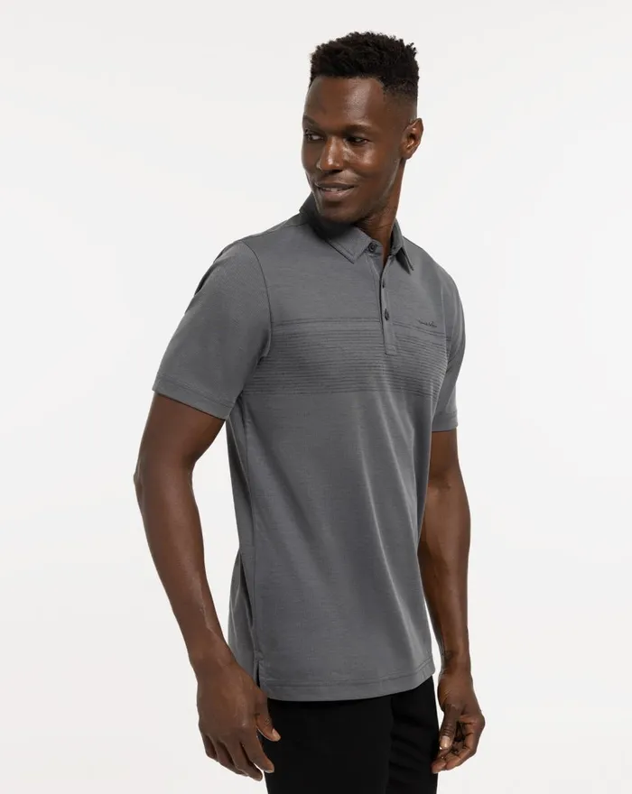 Men Polos TravisMathew JUMP THE FENCE POLO Heather Dark Grey