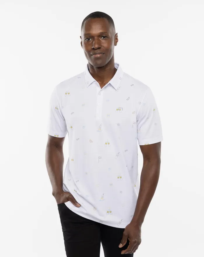 Men Polos TravisMathew KEEP EM COMING POLO White