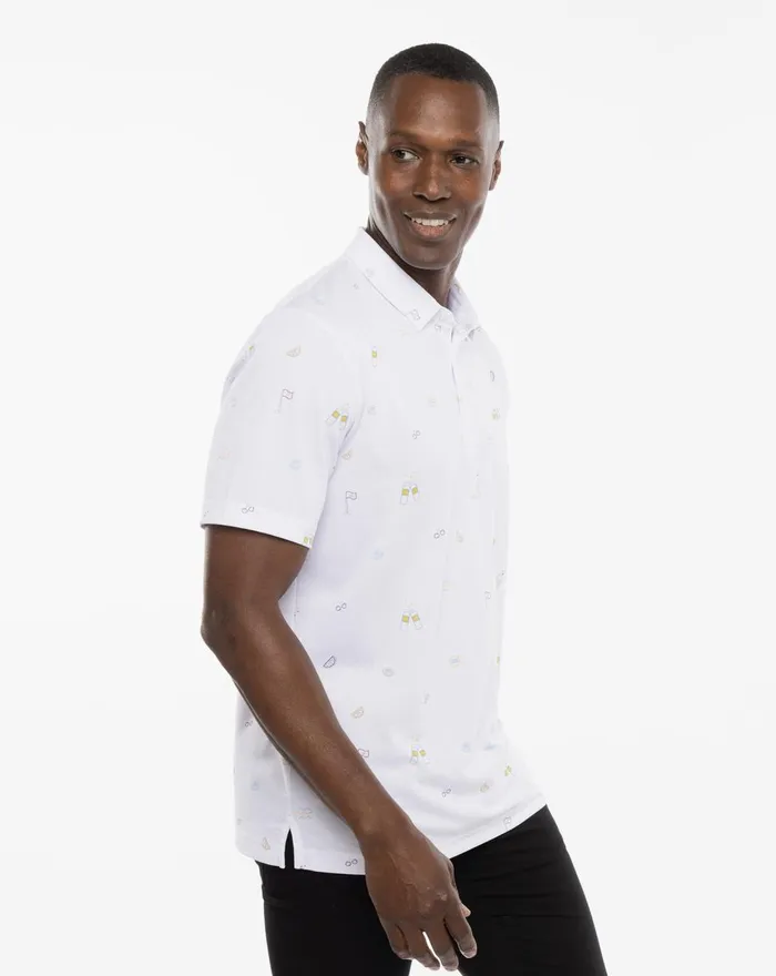 Men Polos TravisMathew KEEP EM COMING POLO White