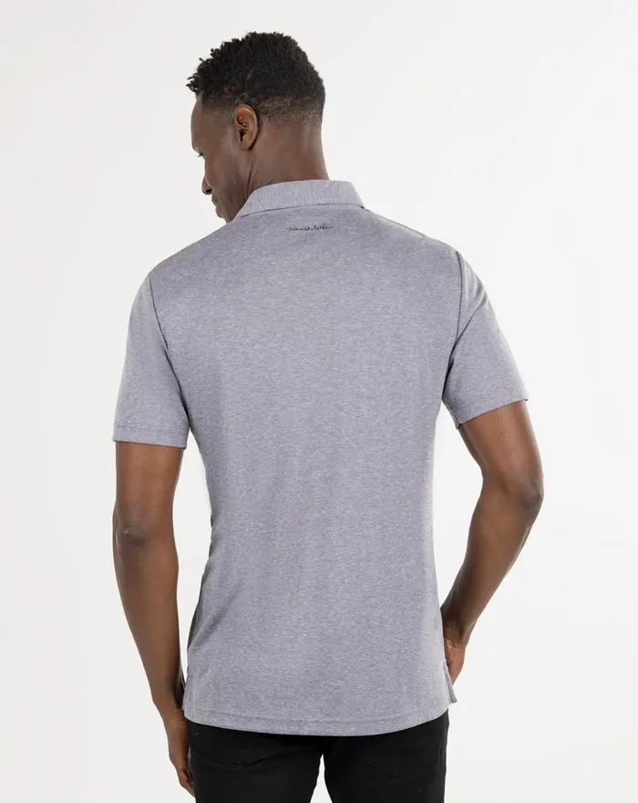 Men Polos TravisMathew KNOT ON CALL POLO Heather Grey Pinstripe