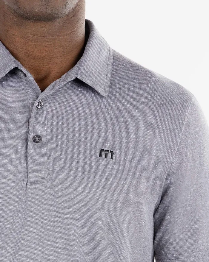 Men Polos TravisMathew KNOT ON CALL POLO Heather Grey Pinstripe