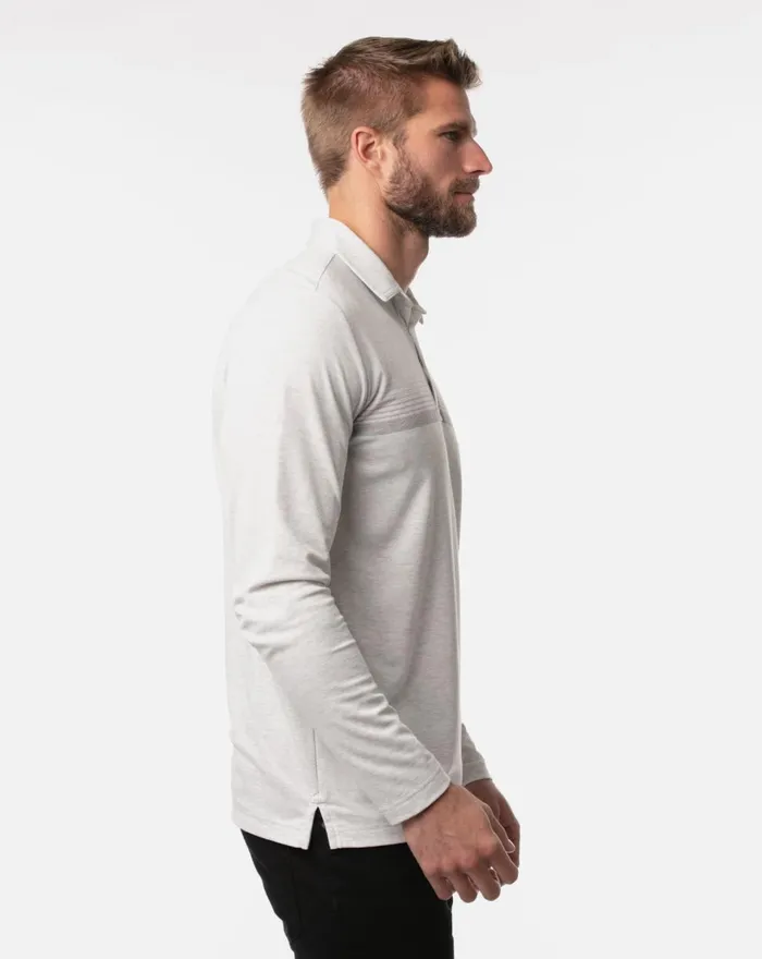 Men Polos TravisMathew LEAVE A MESSAGE LONG SLEEVE POLO Heather White