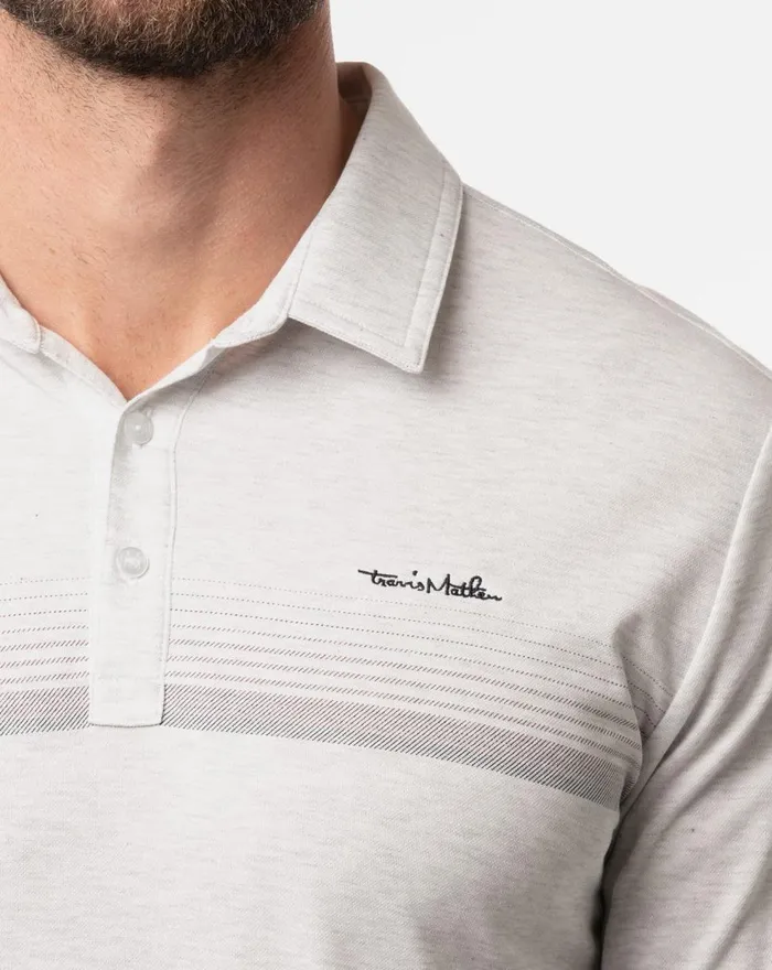 Men Polos TravisMathew LEAVE A MESSAGE LONG SLEEVE POLO Heather White