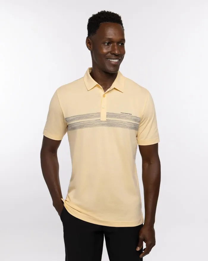 Men Polos TravisMathew LOT OF PESOS POLO Heather Golden Cream