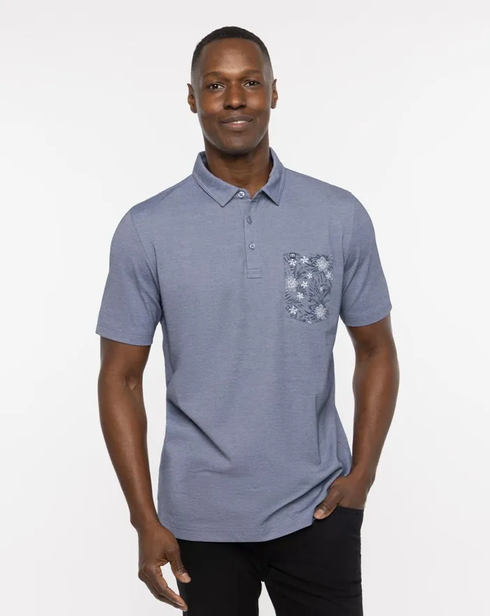 Men Polos TravisMathew NO MAPS POLO Heather Peacoat