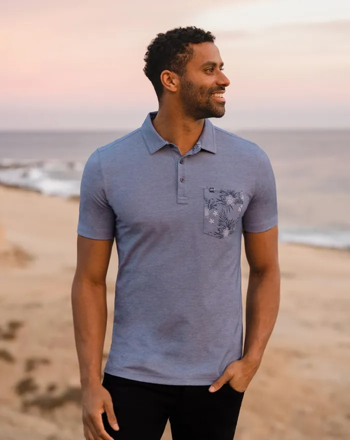 Men Polos TravisMathew NO MAPS POLO Heather Peacoat