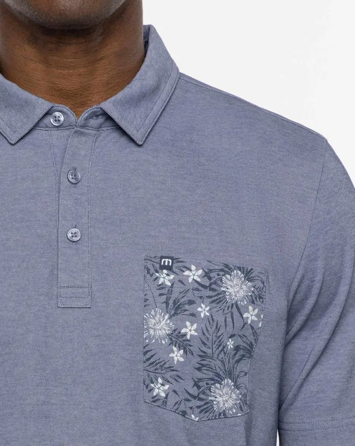Men Polos TravisMathew NO MAPS POLO Heather Peacoat