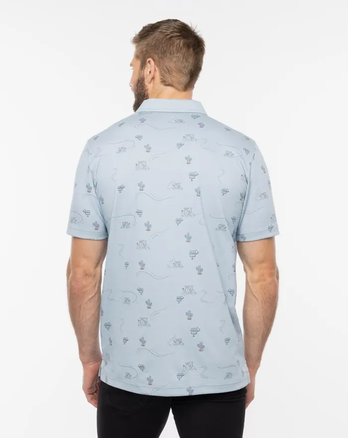 Men Polos TravisMathew PERKS OF THE JOB POLO Heather Ash Blue
