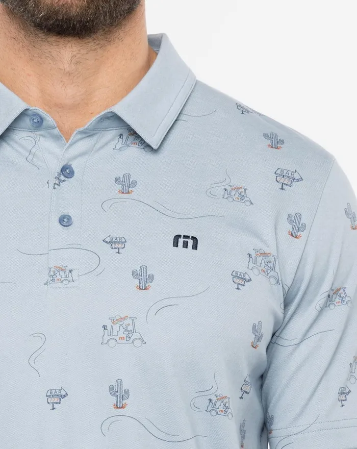 Men Polos TravisMathew PERKS OF THE JOB POLO Heather Ash Blue