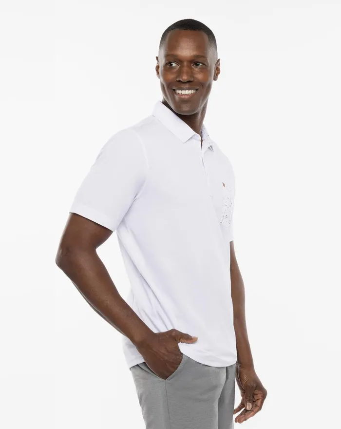 Men Polos TravisMathew SPLATTER POCKET POLO White