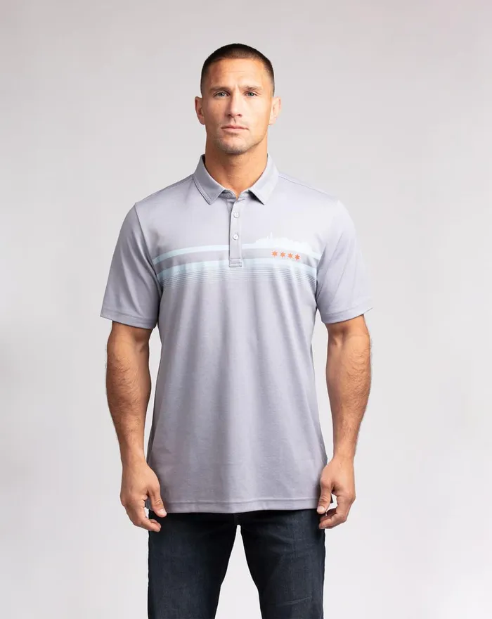 Men Polos TravisMathew TAKE THE L POLO Heather Quiet Shade