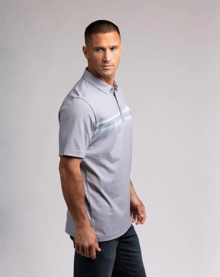Men Polos TravisMathew TAKE THE L POLO Heather Quiet Shade