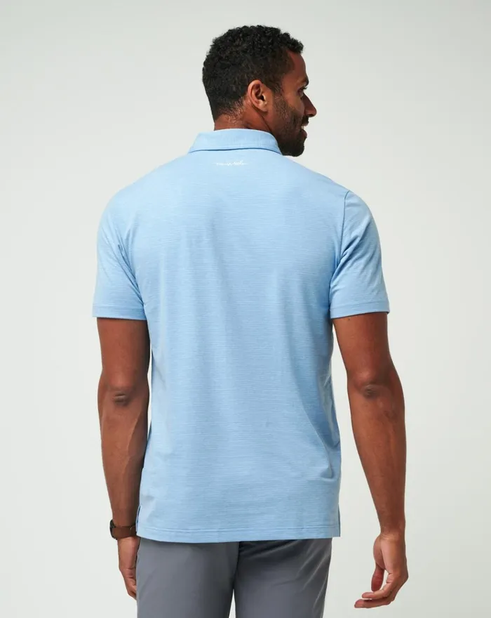 Men Polos TravisMathew THE HEATER POLO Heather Heritage Blue