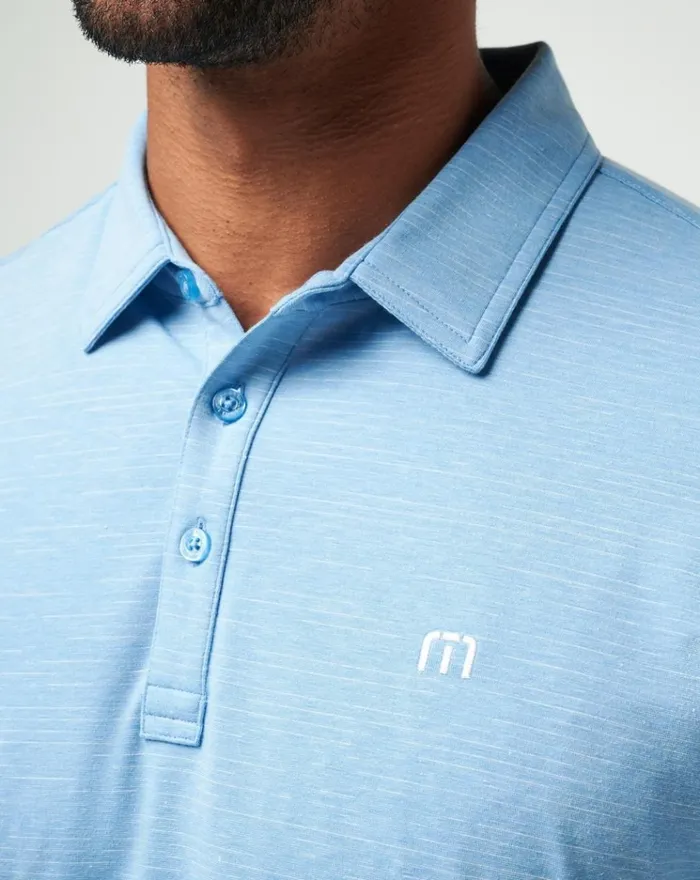 Men Polos TravisMathew THE HEATER POLO Heather Heritage Blue