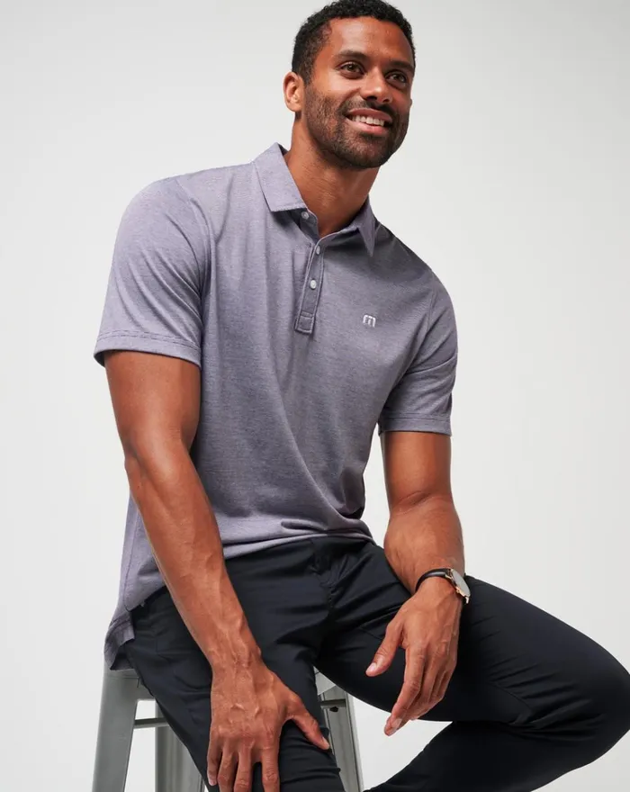 Men Polos TravisMathew THE ZINNA POLO Blackberry Cordialwhite