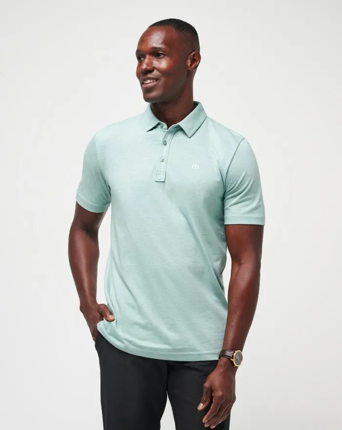 Men Polos TravisMathew THE ZINNA POLO Heather Beryl Green
